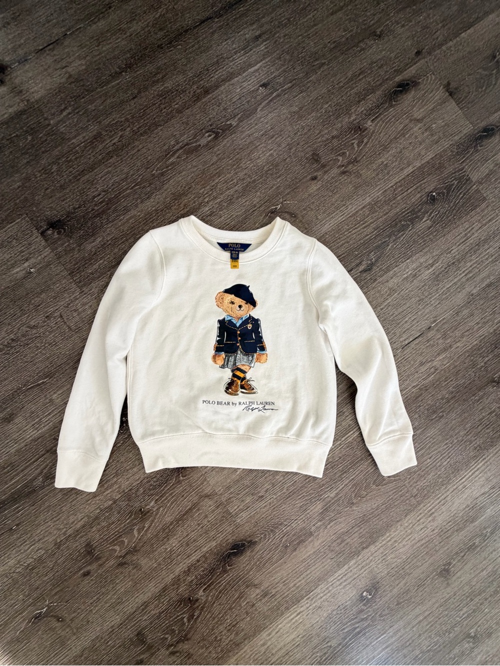 Polo by Ralph Lauren Cream Crewneck Sweater with Polo Bear Graphic
